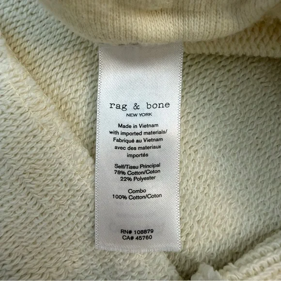 Rag & Bone French Terry Jogger Sweatpants Cream Ivory S - Picture 6 of 9